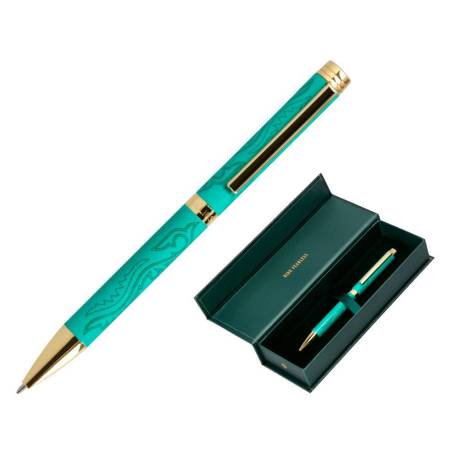 BOLIGRAFO BELIUS WILD WEST ALUMINIO COLOR VERDE TINTA COLOR AZUL CAJA DE DISEÑO