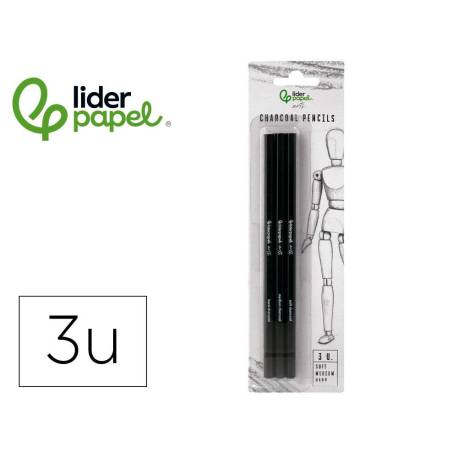 LAPICES DE CARBONCILLO PARA ESBOZOS LIDERPAPEL CAJA DE 3 UNIDADES CON DIFERENTES DUREZAS CERTIFICADO FSC
