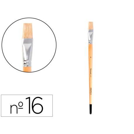 PINCEL PARA PINTURA AL OLEO Y ACRILICA LIDERPAPEL N 16 PUNTA PLANA DE PELO DE CERDA CERTIFICADO FSC