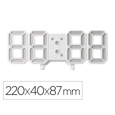 RELOJ Q-CONNECT DE PARED DIGITAL CON TEMPERATURA 3 ALARMAS CONTROL DE SONIDO 220X40X87 MM