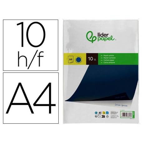 Papel Carbon Azul Din A4 Film Bolsa 10 unidades Liderpapel