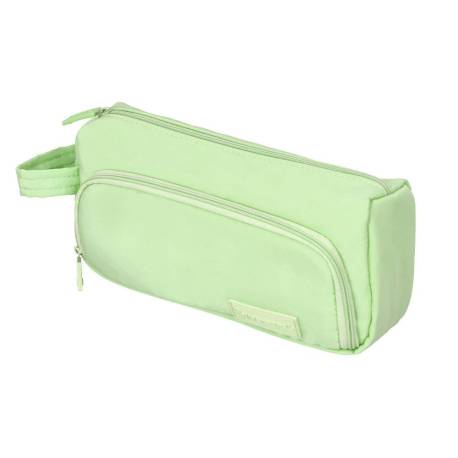 ESTUCHE PORTATODO LIDERPAPEL MINIBAG 2 CREMALLERAS CON BOLSILLO INTERIOR VERDE PASTEL213 X 100 X 70 MM