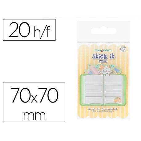 BLOC NOTAS ADHESIVAS IMAGINOVO MEOW 20 HOJAS CUADERNO 70X70 MM
