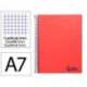 CUADERNO ESPIRAL LIDERPAPEL A7 MICRO WONDER TAPA PLASTICO 100H 90 GR CUADRO 5MM 4 BANDAS ROJO