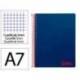 CUADERNO ESPIRAL LIDERPAPEL A7 MICRO WONDER TAPA PLASTICO 100H 90 GR CUADRO 5MM 4 BANDAS COLOR AZUL MARINO