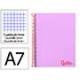 CUADERNO ESPIRAL LIDERPAPEL A7 MICRO WONDER TAPA PLASTICO 100H 90 GR CUADRO 5MM 4 BANDAS COLOR VIOLETA