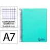 CUADERNO ESPIRAL LIDERPAPEL A7 MICRO WONDER TAPA PLASTICO 100H 90 GR CUADRO 5MM 4 BANDAS VERDE