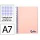 CUADERNO ESPIRAL LIDERPAPEL A7 MICRO WONDER TAPA PLASTICO 100H 90 GR CUADRO 5MM 4 BANDAS COLOR ROSA