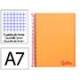 CUADERNO ESPIRAL LIDERPAPEL A7 MICRO WONDER TAPA PLASTICO 100H 90 GR CUADRO 5MM 4 BANDAS COLOR NARANJA