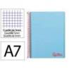 CUADERNO ESPIRAL LIDERPAPEL A7 MICRO WONDER TAPA PLASTICO 100H 90 GR CUADRO 5MM 4 BANDAS COLOR CELESTE