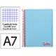CUADERNO ESPIRAL LIDERPAPEL A7 MICRO WONDER TAPA PLASTICO 100H 90 GR CUADRO 5MM 4 BANDAS COLOR CELESTE