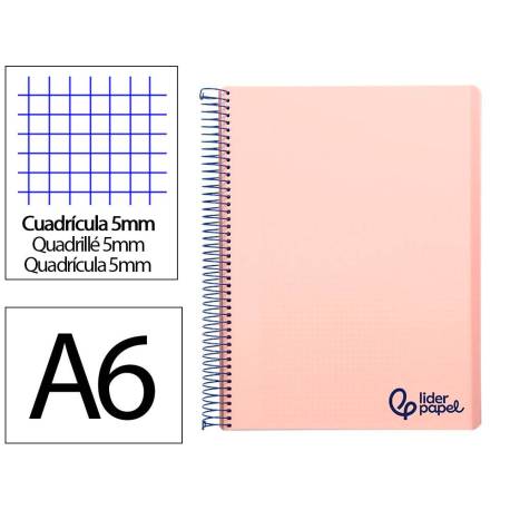 Bloc Liderpapel DIN A6 micro wonder 120 hojas cuadro 5mm 4 bandas tapa plástio 90 gr color rosa