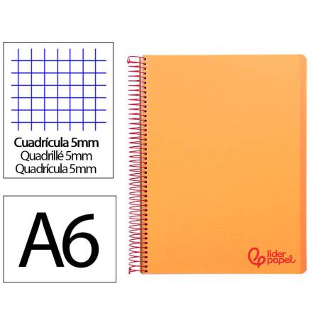 Bloc Liderpapel DIN A6 micro wonder cuadro cuadro 5mm 4 bandas tapa plástio 90 gr color naranja