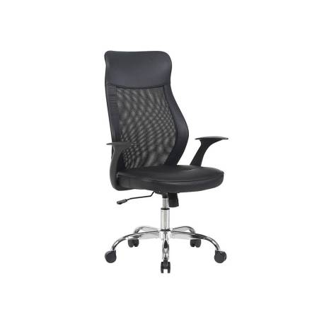 SILLA Q-CONNECT DIRECCION BERGAMO MALLA/SIMILPIEL ALT MAX 1210MM ANCH 520MM PROF 480MM RUEDAS PREMIUM NEGRO