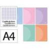 LIBRETA LIDERPAPEL 360 TAPA DE PLASTICO A4 48 HOJAS 90G/M2 CUADRO 4 MM CON MARGEN COLORES PASTEL SURTIDOS