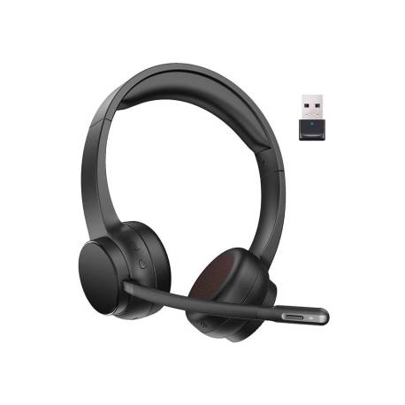 AURICULAR Q-CONNECT INALAMBRICO DIADEMA CON MICROFONO FLEXIBLE Y BOTON DE BLUETOOTH USB COLOR NEGRO