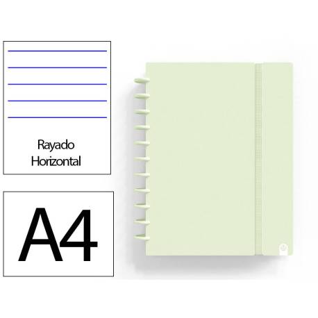 CUADERNO INGENIOX FOAM A4 80H RAYADO HORIZONTAL VERDE PASTEL