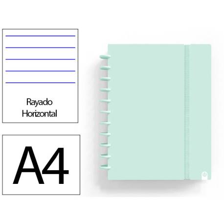 CUADERNO INGENIOX FOAM A4 80H RAYADO HORIZONTAL MENTA PASTEL