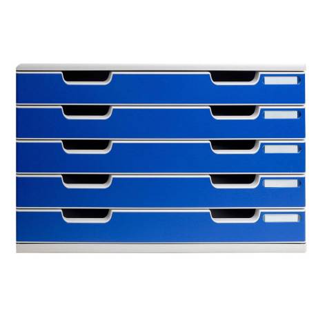 MODULO CAJONES SOBREMESA EXACOMPTA SYSTEM 5 CAJONES POLIESTIRENO DIN A3 AZUL/GRIS 350X288X320 MM