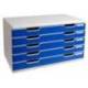 MODULO CAJONES SOBREMESA EXACOMPTA SYSTEM 5 CAJONES POLIESTIRENO DIN A3 AZUL/GRIS 350X288X320 MM