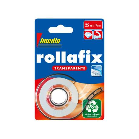 MINIPORTARROLLO IMEDIO ROLLAFIX TRANSPARENTE PARA CINTA 25 M X 19 MM