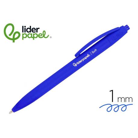 BOLIGRAFO LIDERPAPEL PUNTA 1 MM RETRACTIL CON CLIP ACABADO SOFT TOUCH TINTA AZUL CUERPO AZUL