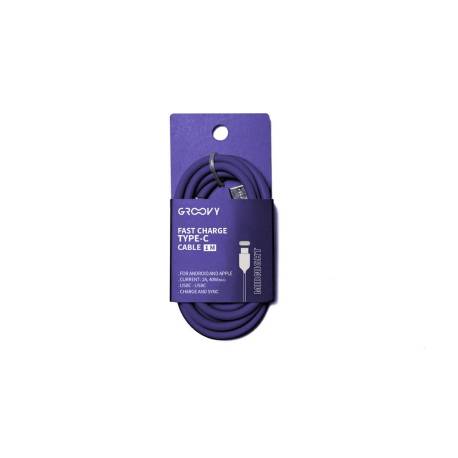 CABLE GROOVY USB TIPO C A USB TIPO C LONGITUD 1 MT COLOR MORADO