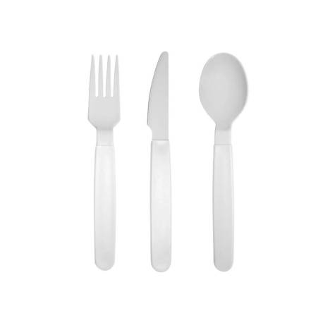 CUBIERTO POLIPROPILENO ARCHIVO 2000 LIBRE BPA PACK 1 CUCHARA + 1 TENEDOR + 1 CUCHILLO 18,5 CM COLOR BLANCO