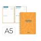 AGENDA ESCOLAR LIDERPAPEL 26-27 ESPIRAL CLASSIC 2 DIAS PAGINA A5 BILINGUE 70G PAPEL FSC NARANJA