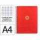 CUADERNO ESPIRAL ANTARTIK MICRO A4 TAPA FOAM 120H 90GR CUADRO 5MM 5 BANDAS 4 TALADROS COLOR ROJO