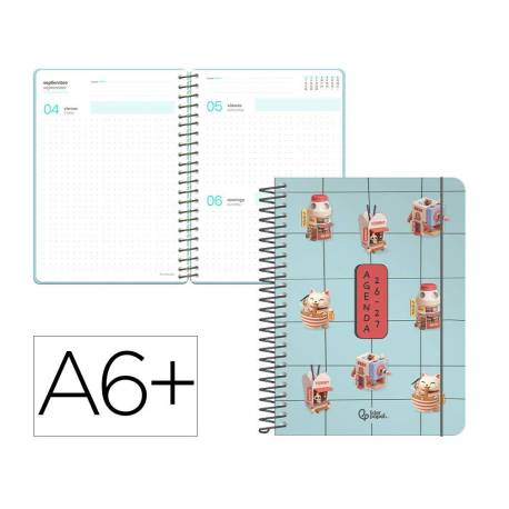 AGENDA ESCOLAR LIDERPAPEL 26-27 ESPIRAL ORIENTAL DIA PAGINA A6+ BILINGUE 80G PAPEL FSC MIX