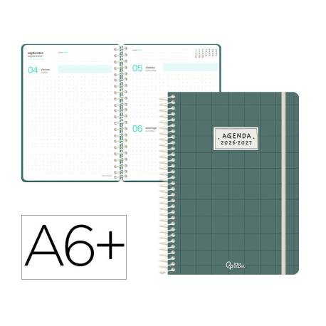 AGENDA ESCOLAR LIDERPAPEL 26-27 ESPIRAL PATTERN DIA PAGINA A6 BILINGUE 80G PAPEL FSC CUADRICULA