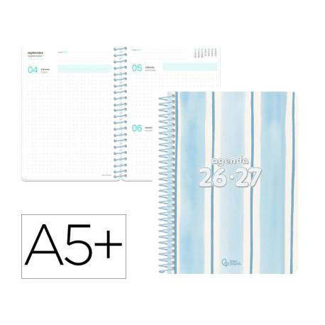AGENDA ESCOLAR MARCA LIDERPAPEL 26-27 ESPIRAL PATTERN DIA PAGINA A5+ BILINGUE 80G PAPEL FSC LINEAS