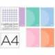 LIBRETA LIDERPAPEL 360 TAPA DE PLASTICO A4 48 HOJAS 90G/M2 CUADRO 5 MM CON DOBLE MARGEN COLORES PASTEL