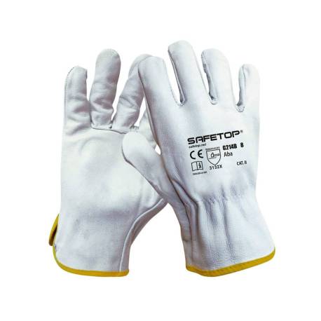 GUANTES DE PIEL SAFETOP ABA STANDARD EN388 100 C COLOR BLANCO TALLA 8