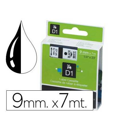 Cinta Dymo D1 negro sobre transparente Poliéster