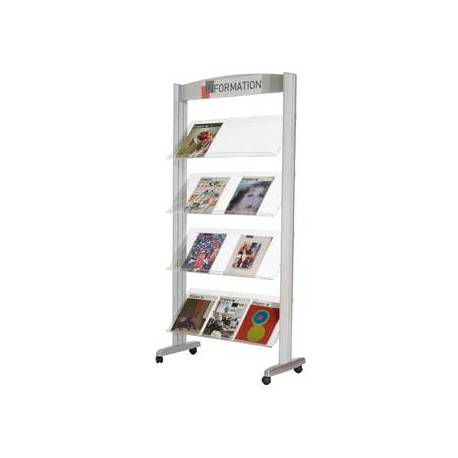 Expositor fast-paperflow de suelo metalico baldas transparentes con 4 estantes