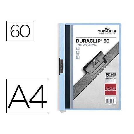 Carpeta dossier con pinza central duraclip Durable 60 hojas Din A4 color azul