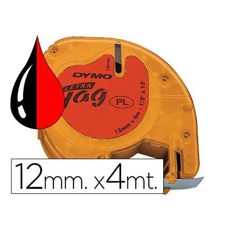 Cinta Dymo Letratag LT Rojo Plástico