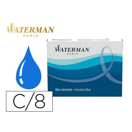 Tinta estilografica waterman serenity blue caja de 8 cartuchos standard largos
