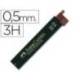 Minas Faber Castell de grafito 9065 de 0,5 mm 3H. Estuche 12 minas.