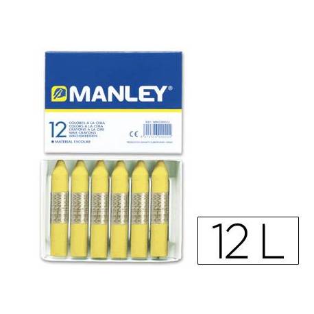 Lapices cera blanda Manley caja 12 unidades amarillo claro