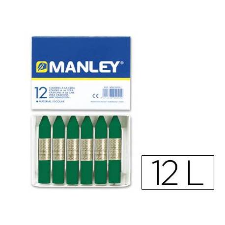 Lapices cera blanda Manley caja 12 unidades verde esmeralda
