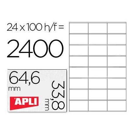 Etiquetas Adhesivas Apli 64,6 x 33,8 mm 24 Etiquetas por Hoja