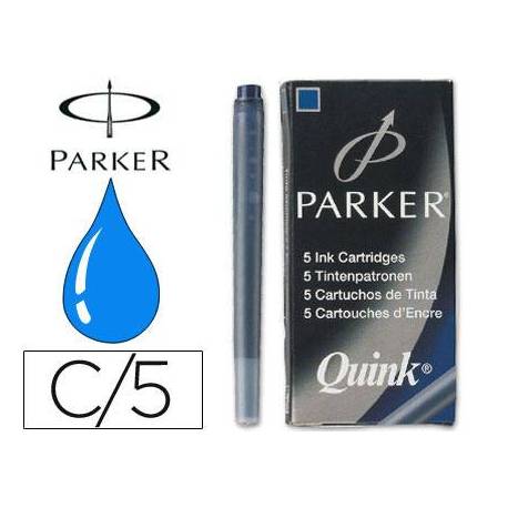 Tinta estilografica parker azul permanente caja de 5 cartuchos