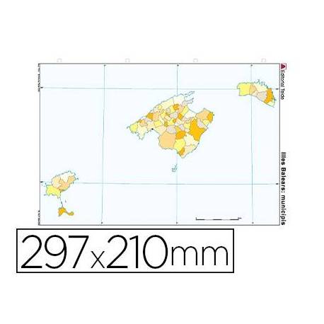 Mapa Mudo de Islas Baleares DIN A4 Político Color