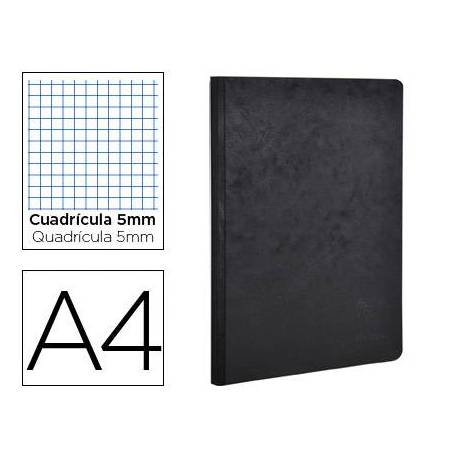 Libreta Clarefontaine color negro A4 tapa cartulina cuadriculado 5mm 96 hojas
