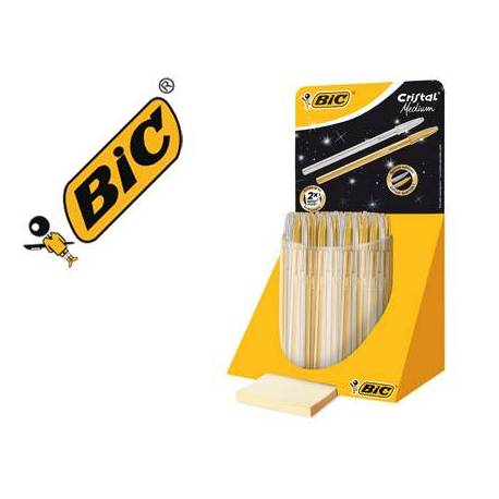 BOLIGRAFO BIC CRISTAL LINEA CELEBRATION DORADO Y PLATEADO EXPOSITOR DE 40 UNIDADES SURTIDAS