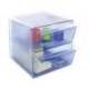 Archicubo Archivo 2000 organizador con 2 cajones azul transparente