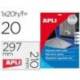 Etiqueta adhesiva marca Apli 10071 metalizada 210x297 mm caja 20 hojas con 20